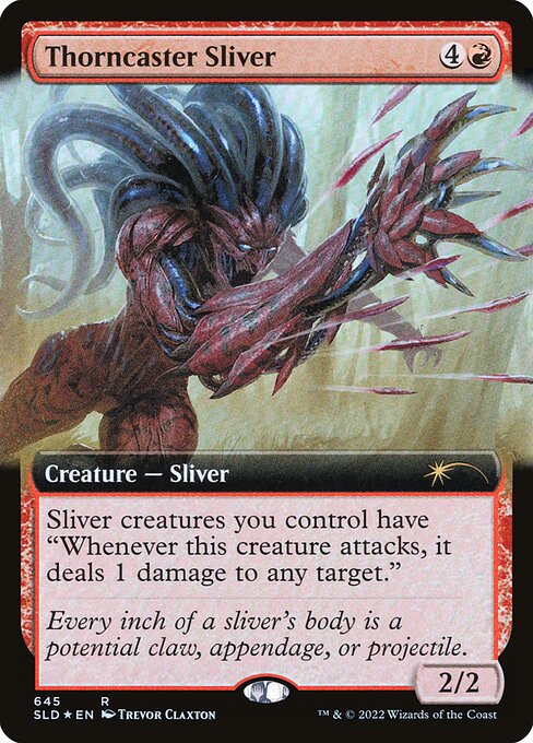 Sliver creatures you control have "Whenever this creature attacks, it deals 1 damage to any target."