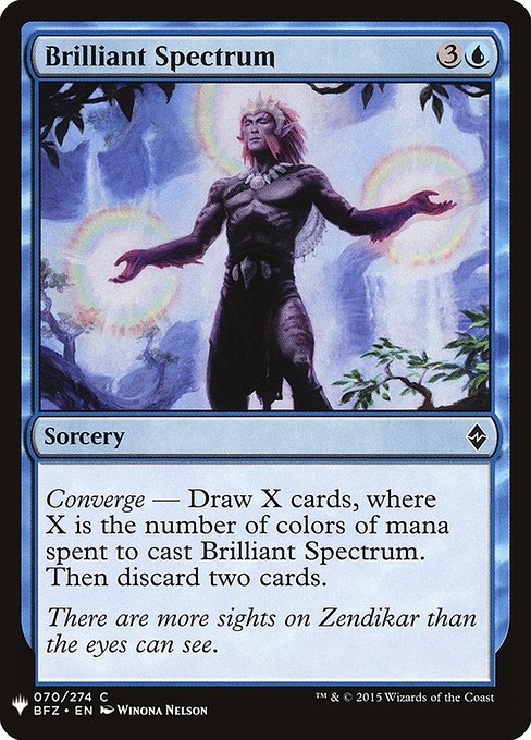 Converge — Draw X cards, where X is the number of colors of mana spent to cast this spell. Then discard two cards.