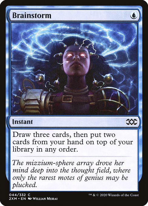 Draw three cards, then put two cards from your hand on top of your library in any order.