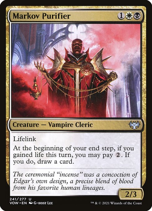 Lifelink
At the beginning of your end step, if you gained life this turn, you may pay {2}. If you do, draw a card.