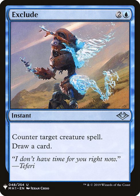Counter target creature spell.
Draw a card.