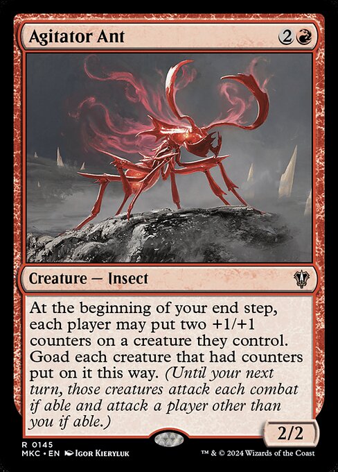 At the beginning of your end step, each player may put two +1/+1 counters on a creature they control. Goad each creature that had counters put on it this way. (Until your next turn, those creatures attack each combat if able and attack a player other than you if able.)