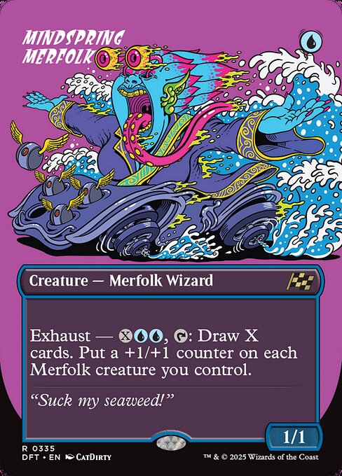 Exhaust — {X}{U}{U}, {T}: Draw X cards. Put a +1/+1 counter on each Merfolk creature you control. (Activate each exhaust ability only once.)