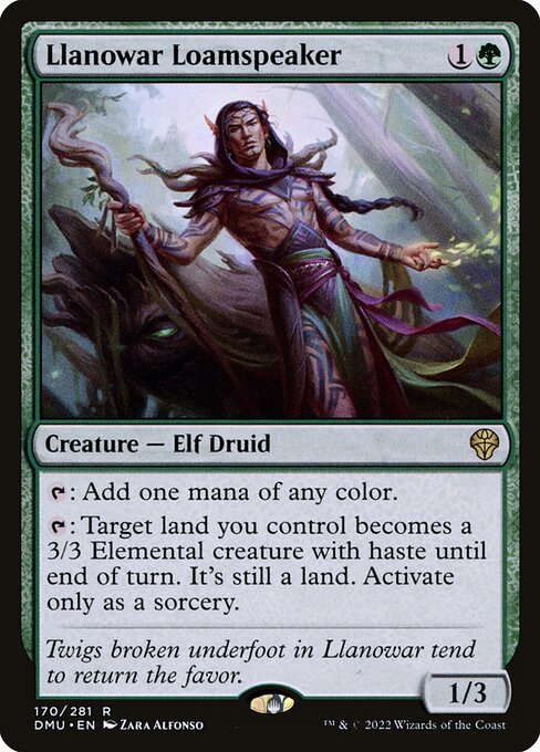 {T}: Add one mana of any color.
{T}: Target land you control becomes a 3/3 Elemental creature with haste until end of turn. It's still a land. Activate only as a sorcery.