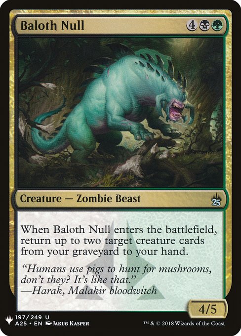 When Baloth Null enters the battlefield, return up to two target creature cards from your graveyard to your hand.