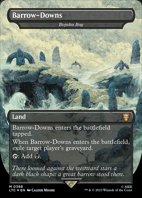 Bojuka Bog enters the battlefield tapped.
When Bojuka Bog enters the battlefield, exile target player's graveyard.
{T}: Add {B}.