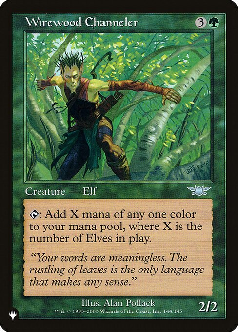 {T}: Add X mana of any one color, where X is the number of Elves on the battlefield.