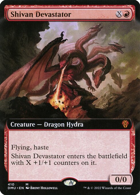 Flying, haste
Shivan Devastator enters the battlefield with X +1/+1 counters on it.