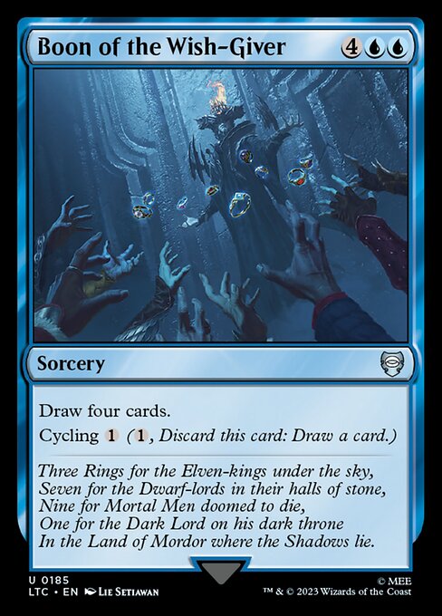 Draw four cards.
Cycling {1} ({1}, Discard this card: Draw a card.)