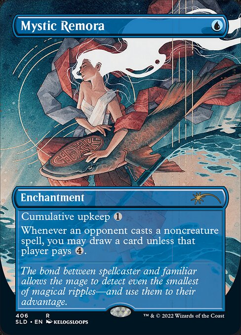 Cumulative upkeep {1} (At the beginning of your upkeep, put an age counter on this permanent, then sacrifice it unless you pay its upkeep cost for each age counter on it.)
Whenever an opponent casts a noncreature spell, you may draw a card unless that player pays {4}.