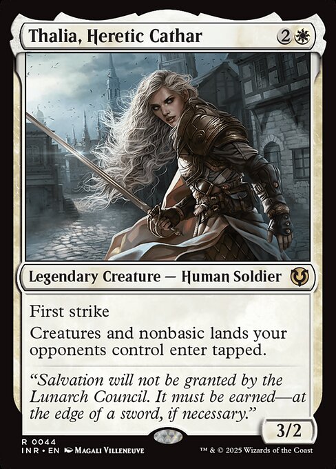 First strike
Creatures and nonbasic lands your opponents control enter tapped.