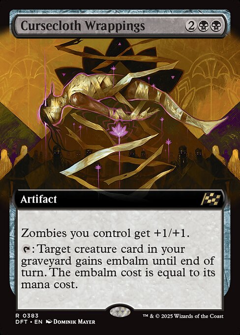Zombies you control get +1/+1.
{T}: Target creature card in your graveyard gains embalm until end of turn. The embalm cost is equal to its mana cost. (Exile that card and pay its embalm cost: Create a token that's a copy of it, except it's a white Zombie in addition to its other types and has no mana cost. Embalm only as a sorcery.)