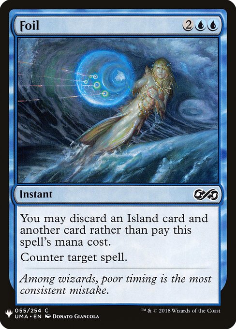 You may discard an Island card and another card rather than pay this spell's mana cost.
Counter target spell.