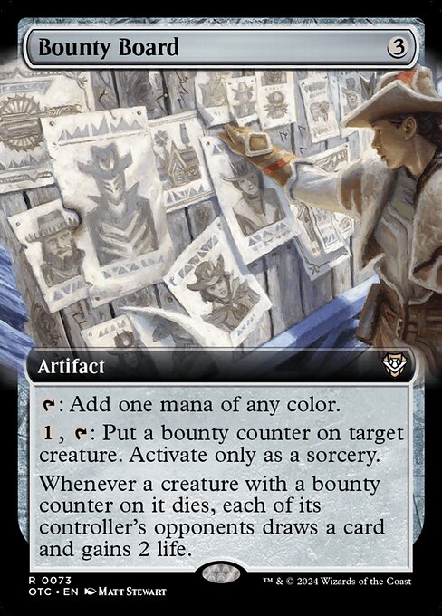 {T}: Add one mana of any color.
{1}, {T}: Put a bounty counter on target creature. Activate only as a sorcery.
Whenever a creature with a bounty counter on it dies, each of its controller's opponents draws a card and gains 2 life.
