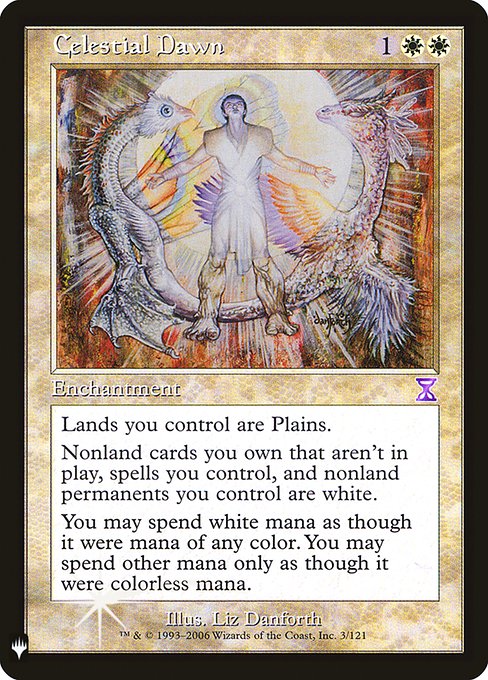 Lands you control are Plains.
Nonland permanents you control are white. The same is true for spells you control and nonland cards you own that aren't on the battlefield.
You may spend white mana as though it were mana of any color. You may spend other mana only as though it were colorless mana.