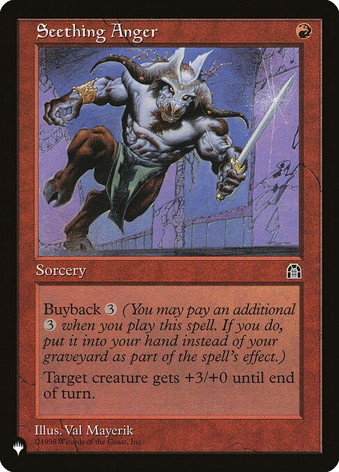 Buyback {3} (You may pay an additional {3} as you cast this spell. If you do, put this card into your hand as it resolves.)
Target creature gets +3/+0 until end of turn.