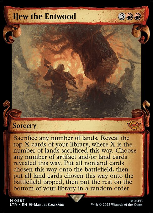 Sacrifice any number of lands. Reveal the top X cards of your library, where X is the number of lands sacrificed this way. Choose any number of artifact and/or land cards revealed this way. Put all nonland cards chosen this way onto the battlefield, then put all land cards chosen this way onto the battlefield tapped, then put the rest on the bottom of your library in a random order.