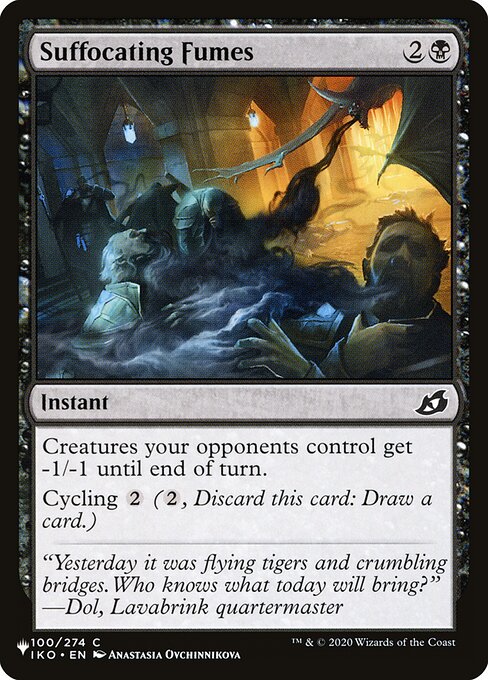 Creatures your opponents control get -1/-1 until end of turn.
Cycling {2} ({2}, Discard this card: Draw a card.)