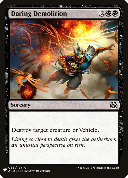 Destroy target creature or Vehicle.