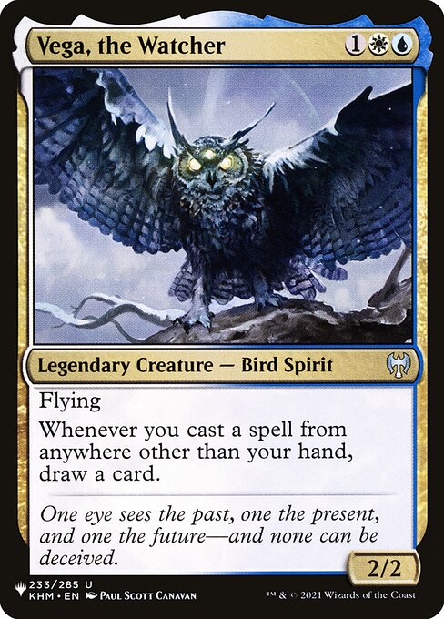 Flying
Whenever you cast a spell from anywhere other than your hand, draw a card.