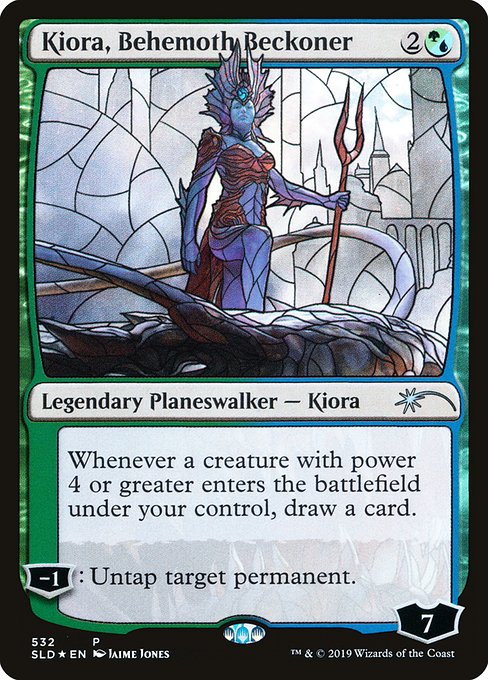 Whenever a creature with power 4 or greater enters the battlefield under your control, draw a card.
−1: Untap target permanent.