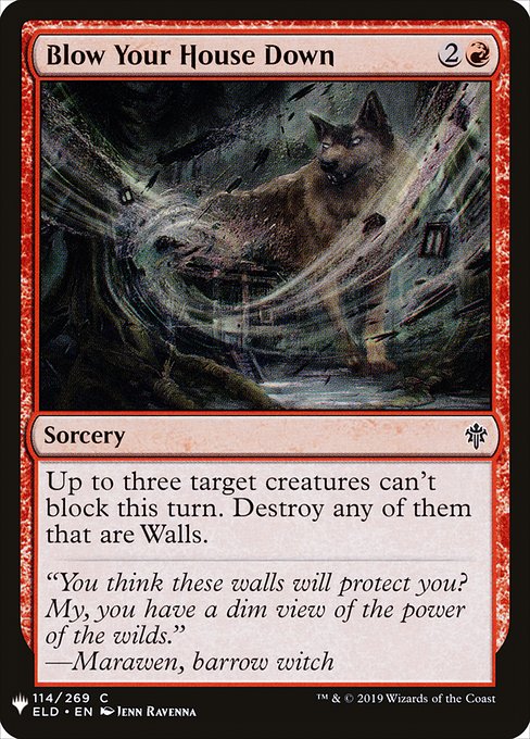 Up to three target creatures can't block this turn. Destroy any of them that are Walls.