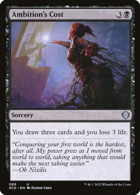 You draw three cards and you lose 3 life.