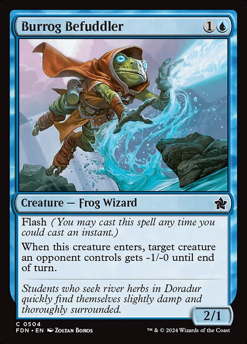 Flash (You may cast this spell any time you could cast an instant.)
When this creature enters, target creature an opponent controls gets -1/-0 until end of turn.