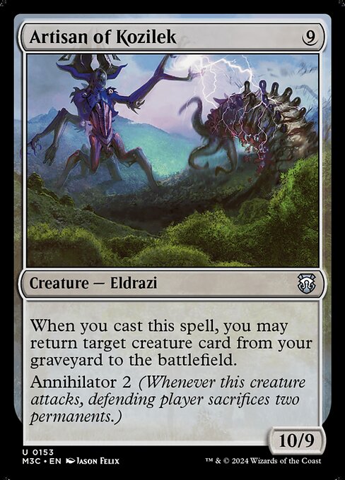 When you cast this spell, you may return target creature card from your graveyard to the battlefield.
Annihilator 2 (Whenever this creature attacks, defending player sacrifices two permanents.)