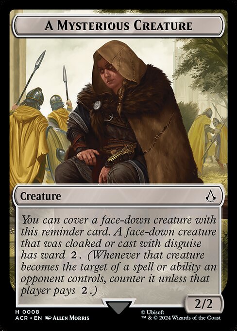 You can cover a face-down creature with this reminder card. A face-down creature that was cloaked or cast with disguise has ward {2}. (Whenever that creature becomes the target of a spell or ability an opponent controls, counter it unless that player pays {2}.)