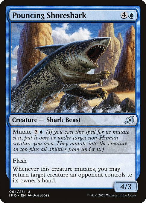 Mutate {3}{U} (If you cast this spell for its mutate cost, put it over or under target non-Human creature you own. They mutate into the creature on top plus all abilities from under it.)
Flash
Whenever this creature mutates, you may return target creature an opponent controls to its owner's hand.