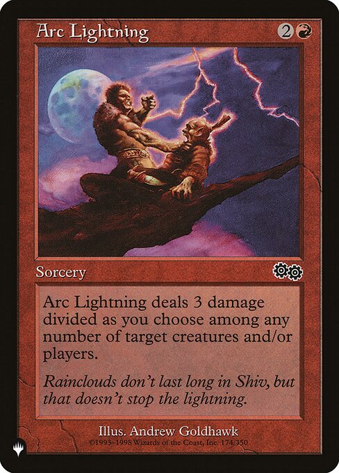 Arc Lightning deals 3 damage divided as you choose among one, two, or three targets.