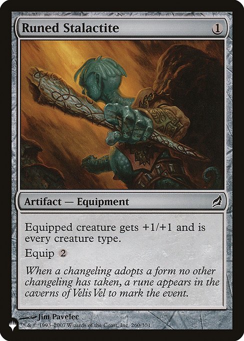 Equipped creature gets +1/+1 and is every creature type.
Equip {2}