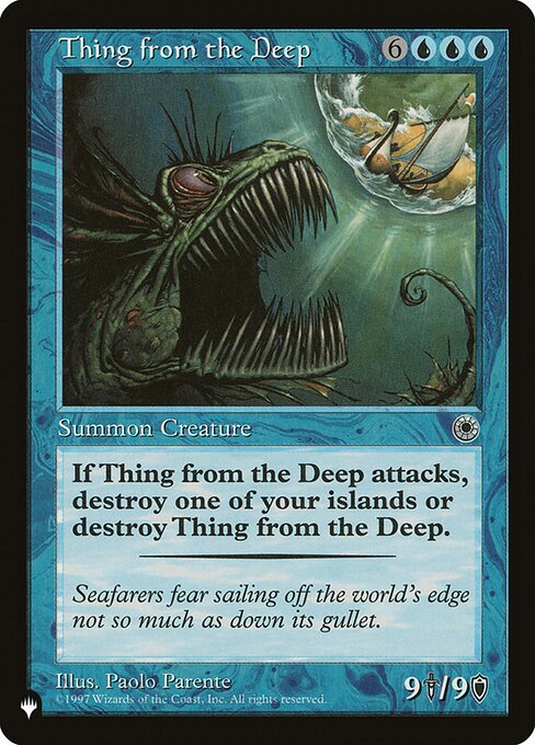 Whenever Thing from the Deep attacks, sacrifice it unless you sacrifice an Island.