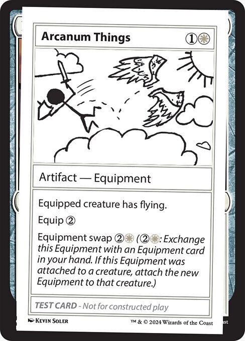 Equipped creature has flying.
Equip {2}
Equipment swap {2}{W} ({2}{W}: Exchange this Equipment with an Equipment card in your hand. If this Equipment was attached to a creature, attach the new Equipment to that creature.)