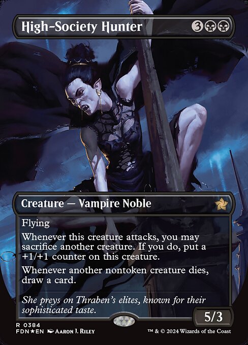 Flying
Whenever this creature attacks, you may sacrifice another creature. If you do, put a +1/+1 counter on this creature.
Whenever another nontoken creature dies, draw a card.
