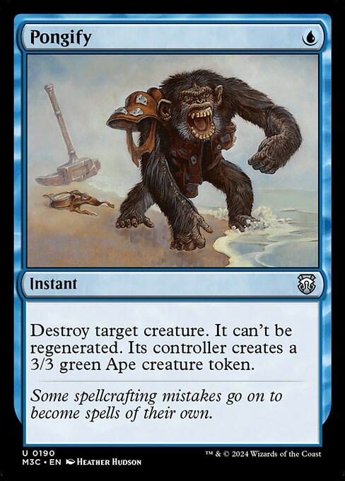 Destroy target creature. It can't be regenerated. Its controller creates a 3/3 green Ape creature token.