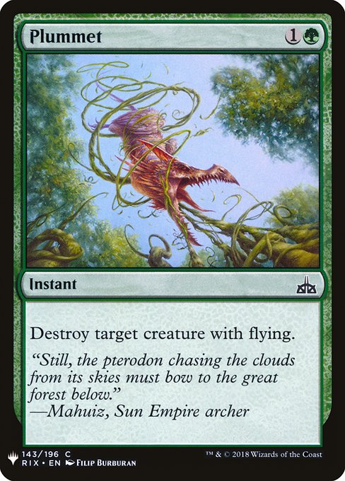Destroy target creature with flying.