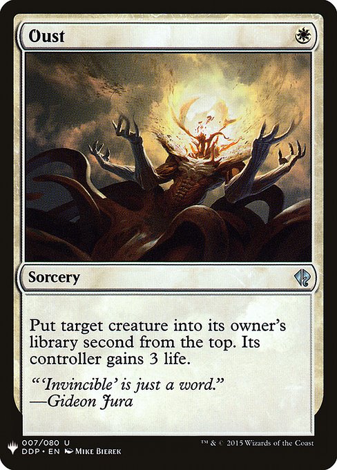 Put target creature into its owner's library second from the top. Its controller gains 3 life.