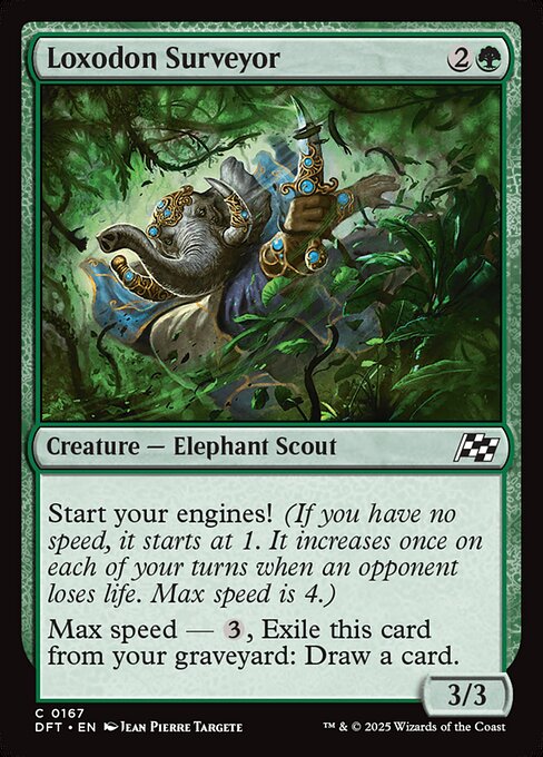 Start your engines! (If you have no speed, it starts at 1. It increases once on each of your turns when an opponent loses life. Max speed is 4.)
Max speed — {3}, Exile this card from your graveyard: Draw a card.