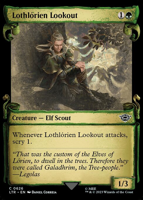 Whenever Lothlórien Lookout attacks, scry 1.