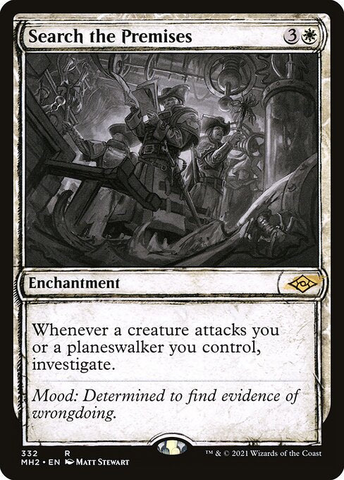 Whenever a creature attacks you or a planeswalker you control, investigate. (Create a Clue token. It's an artifact with "{2}, Sacrifice this artifact: Draw a card.")