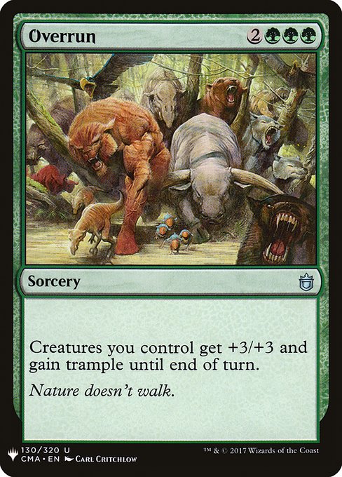 Creatures you control get +3/+3 and gain trample until end of turn.