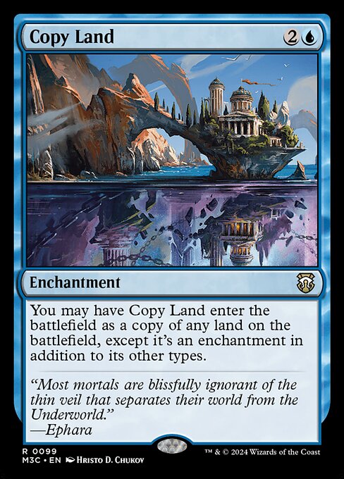 You may have Copy Land enter as a copy of any land on the battlefield, except it's an enchantment in addition to its other types.