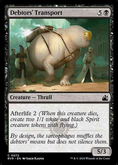 Afterlife 2 (When this creature dies, create two 1/1 white and black Spirit creature tokens with flying.)