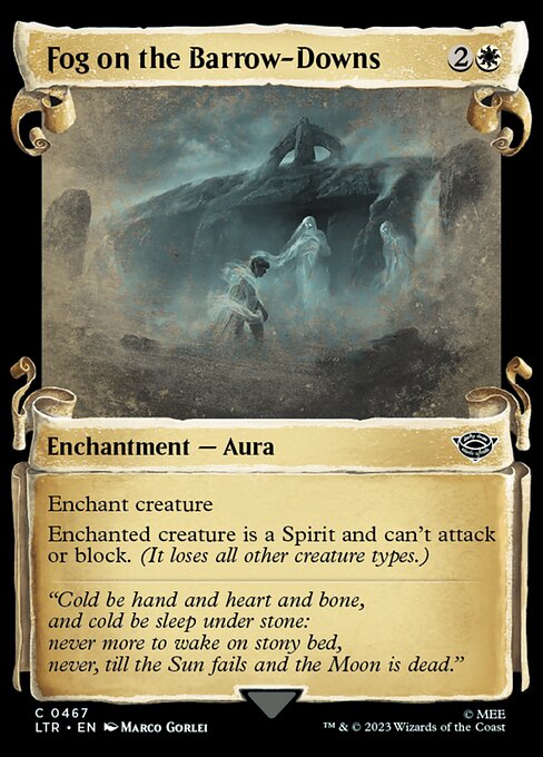 Enchant creature
Enchanted creature is a Spirit and can't attack or block. (It loses all other creature types.)