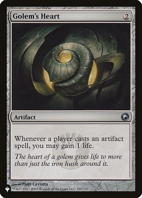 Whenever a player casts an artifact spell, you may gain 1 life.