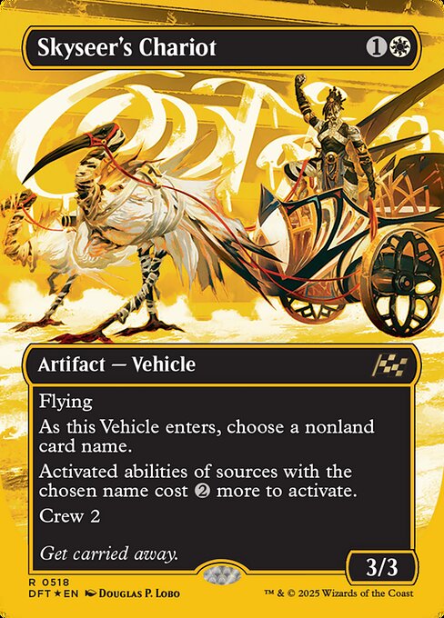 Flying
As this Vehicle enters, choose a nonland card name.
Activated abilities of sources with the chosen name cost {2} more to activate.
Crew 2