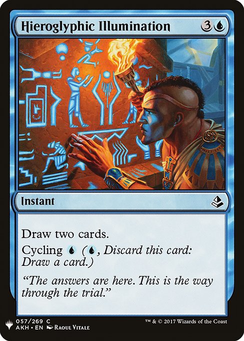 Draw two cards.
Cycling {U} ({U}, Discard this card: Draw a card.)