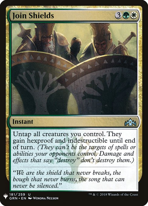 Untap all creatures you control. They gain hexproof and indestructible until end of turn. (They can't be the targets of spells or abilities your opponents control. Damage and effects that say "destroy" don't destroy them.)